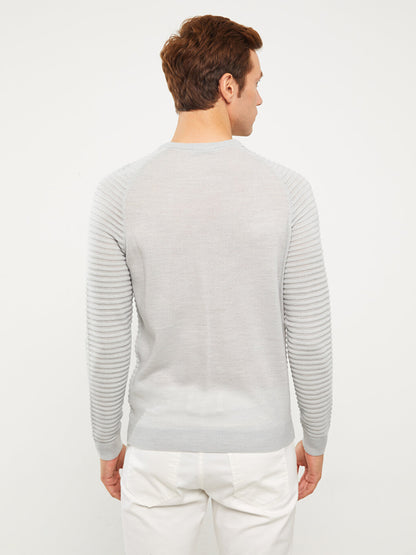 Crew Neck Long Sleeve Men's Knitwear Sweater