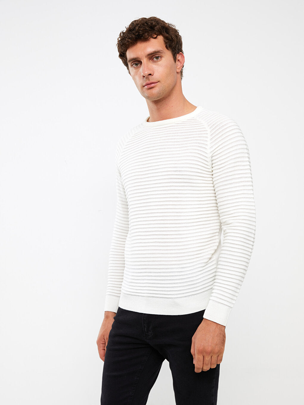 Crew Neck Long Sleeve Men's Knitwear Sweater