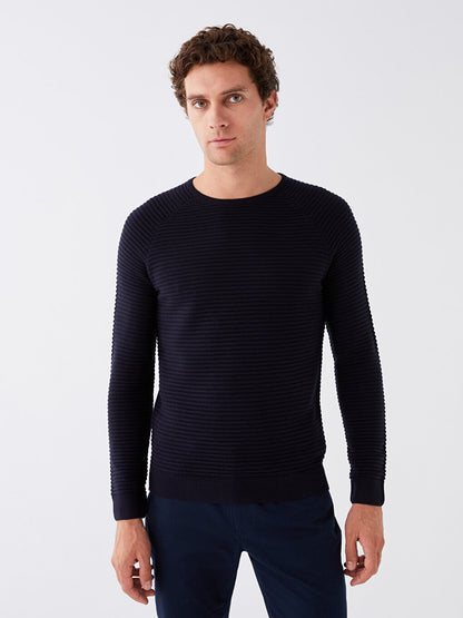 Crew Neck Long Sleeve Men's Knitwear Sweater