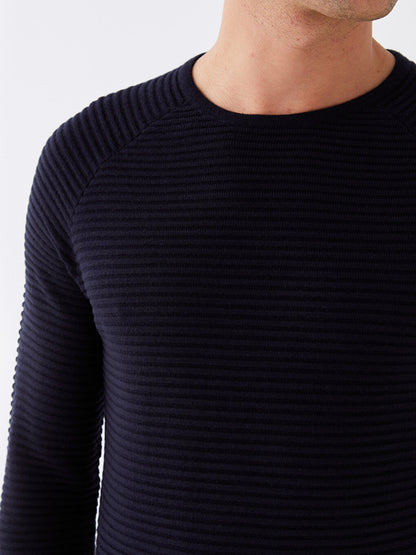 Crew Neck Long Sleeve Men's Knitwear Sweater