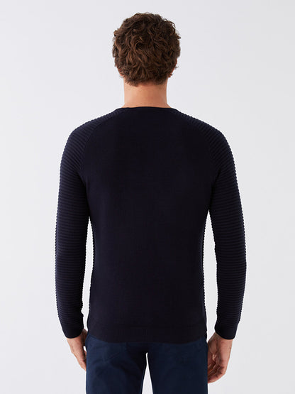 Crew Neck Long Sleeve Men's Knitwear Sweater