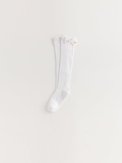 Girls' Knee-high Socks with Bow Detail