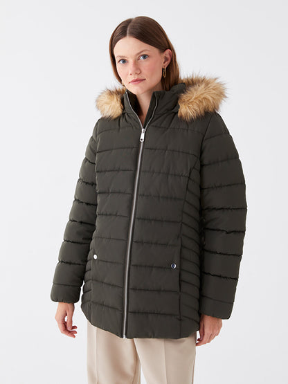 Women's Hooded Plain Puffer Coat