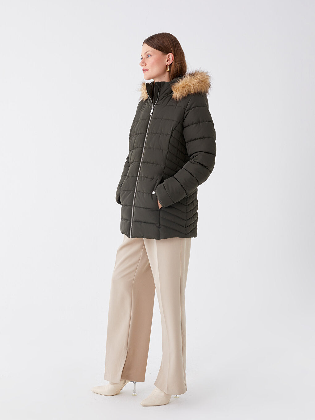 Women's Hooded Plain Puffer Coat