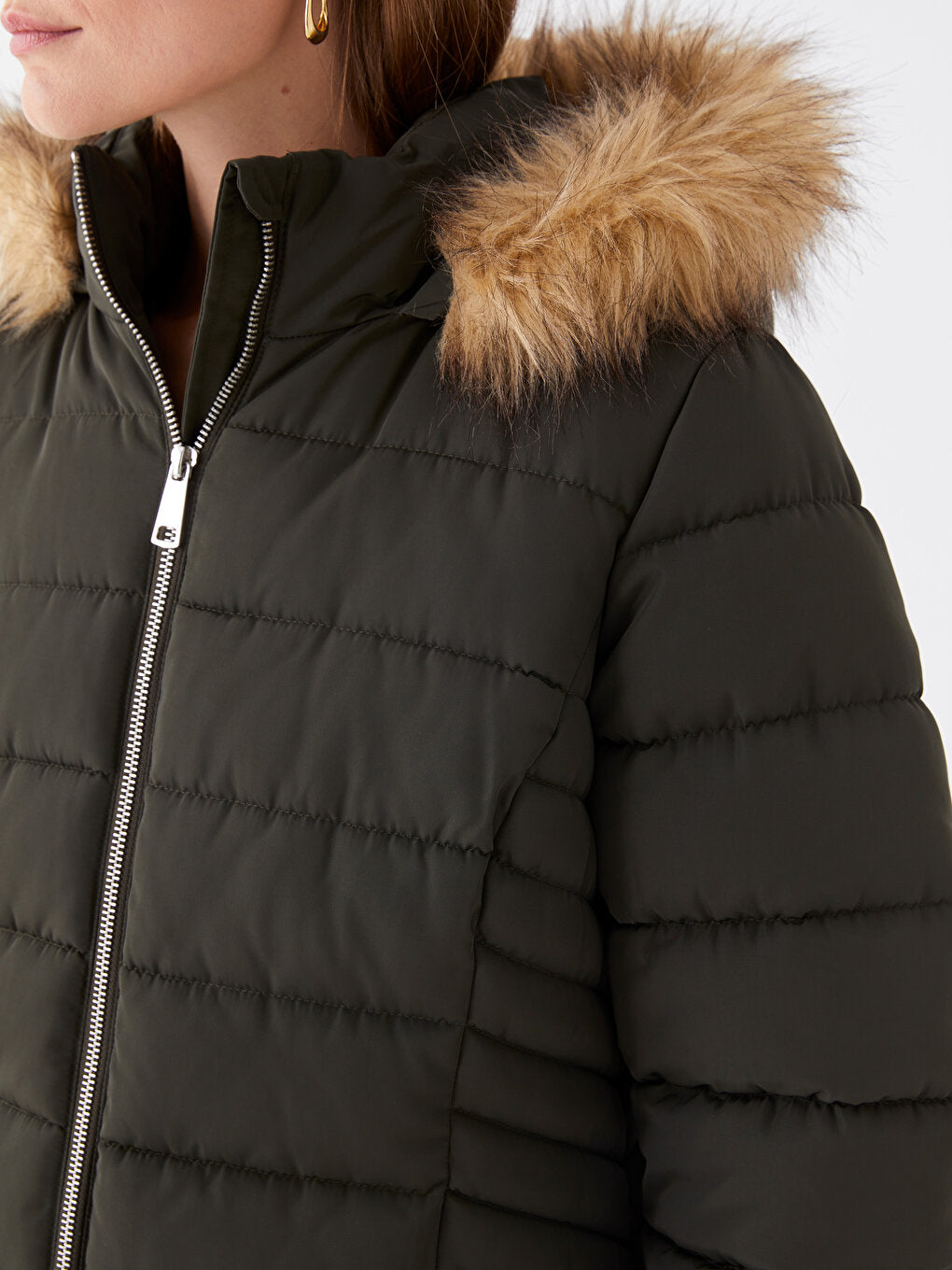 Women's Hooded Plain Puffer Coat