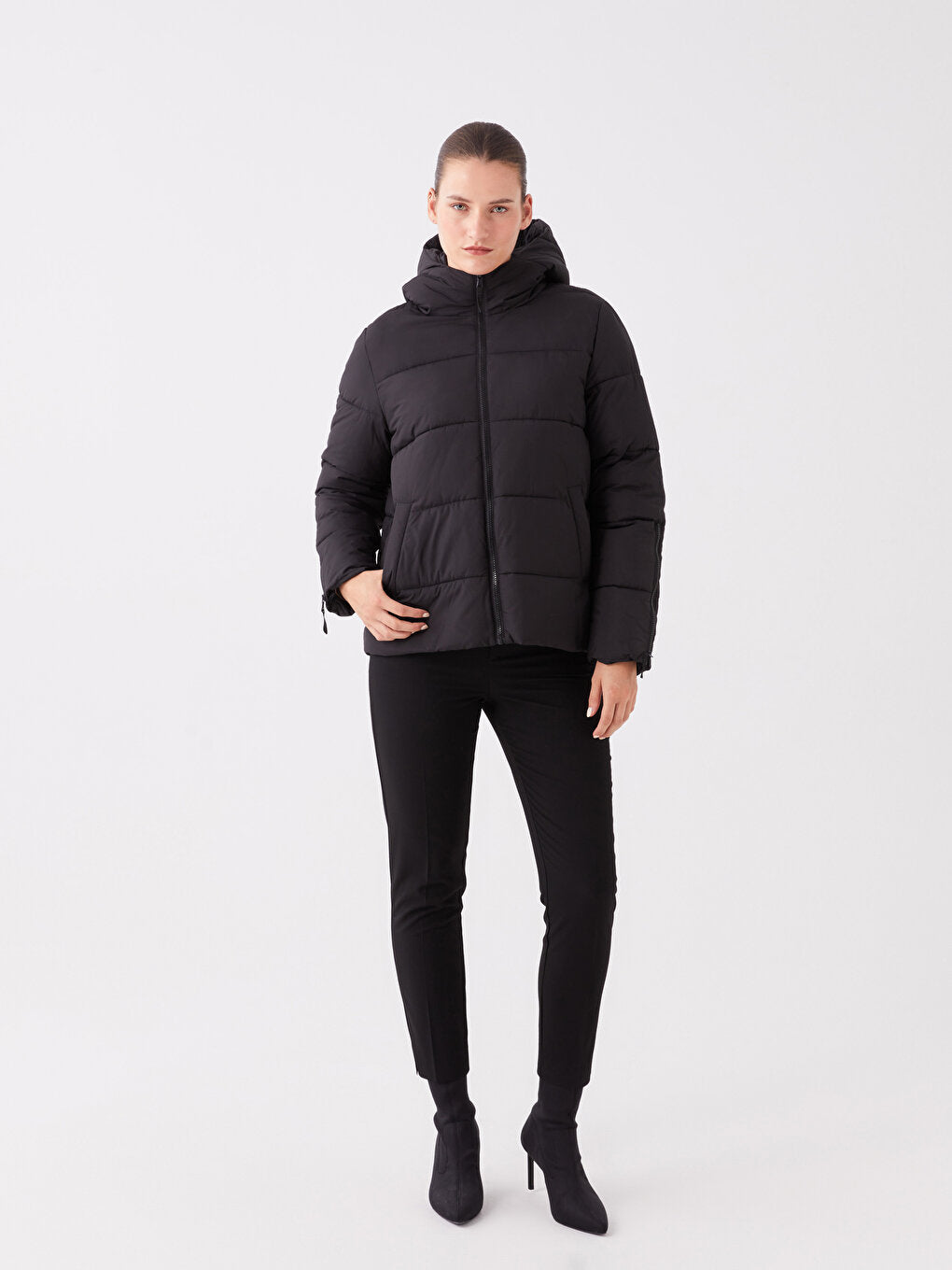 Women's Hooded Plain Puffer Coat