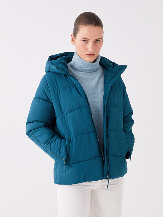 Women's Hooded Plain Puffer Coat