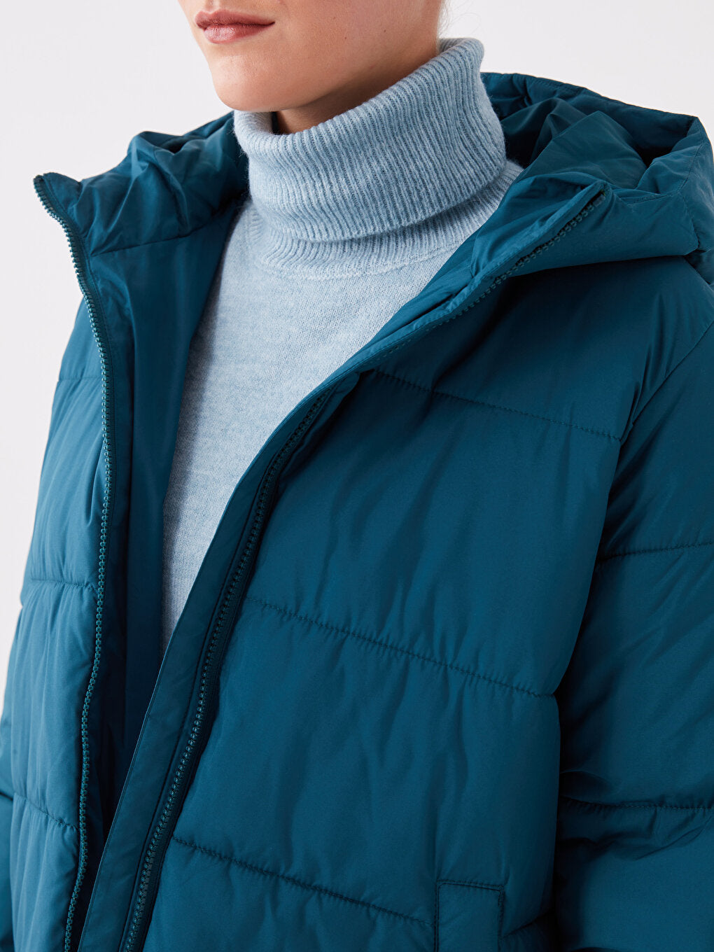 Women's Hooded Plain Puffer Coat