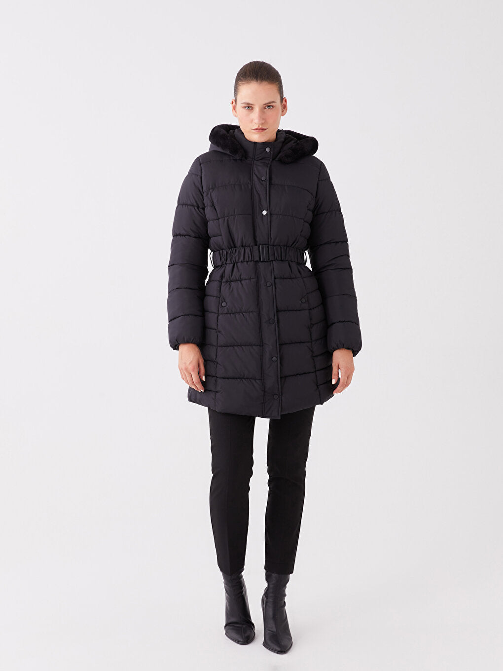 Women's Hooded Plain Puffer Coat