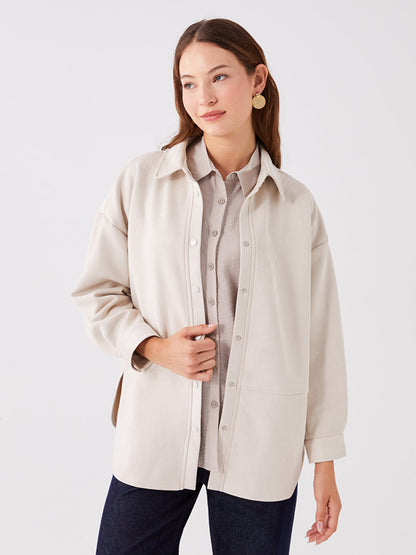 Shirt Collar Plain Long Sleeve Women's Jacket