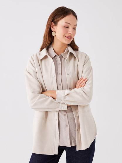 Shirt Collar Plain Long Sleeve Women's Jacket