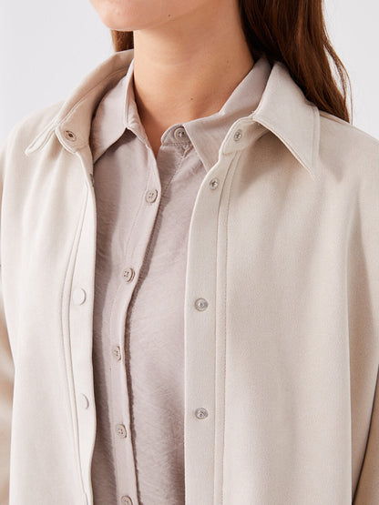 Shirt Collar Plain Long Sleeve Women's Jacket