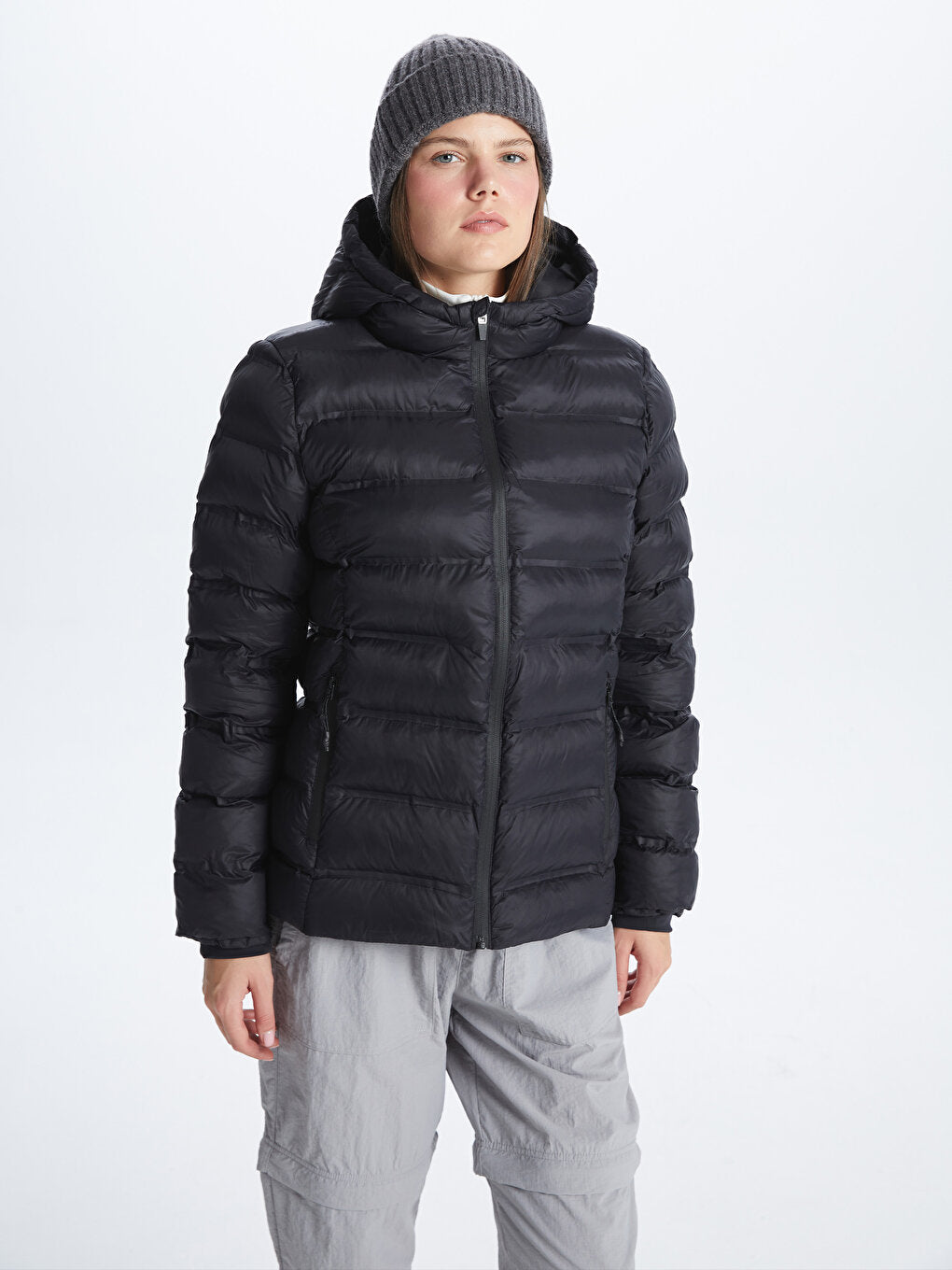 Women's Hooded Plain Puffer Coat