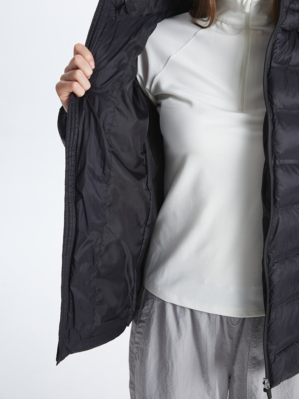 Women's Hooded Plain Puffer Coat