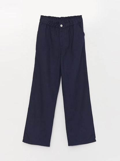 Wideleg Girls' Trousers with Elastic Waist