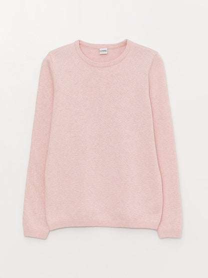 Crew Neck Basic Long Sleeve Girl's Knitwear Sweater