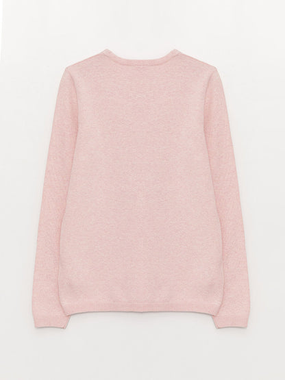 Crew Neck Basic Long Sleeve Girl's Knitwear Sweater