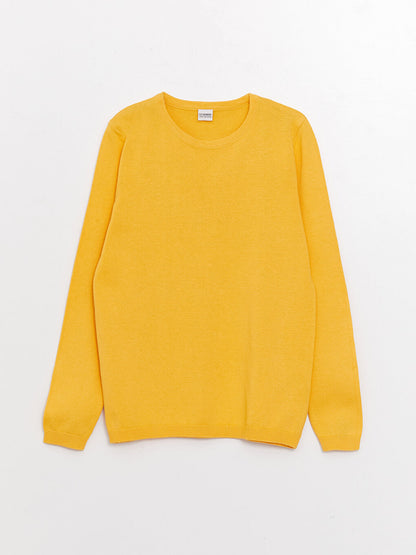 Crew Neck Basic Long Sleeve Girl's Knitwear Sweater