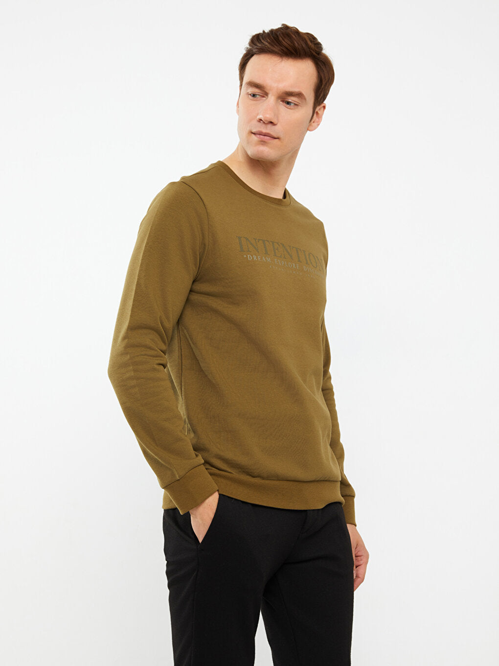 Crew Neck Long Sleeve Printed Men's Sweatshirt