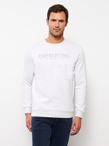 Crew Neck Long Sleeve Printed Men's Sweatshirt