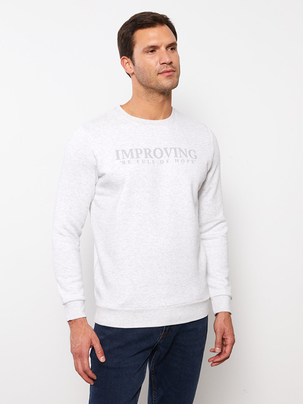 Crew Neck Long Sleeve Printed Men's Sweatshirt