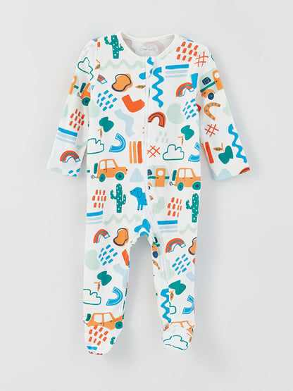 Crew Neck Printed Baby Boy Jumpsuit 2-pack