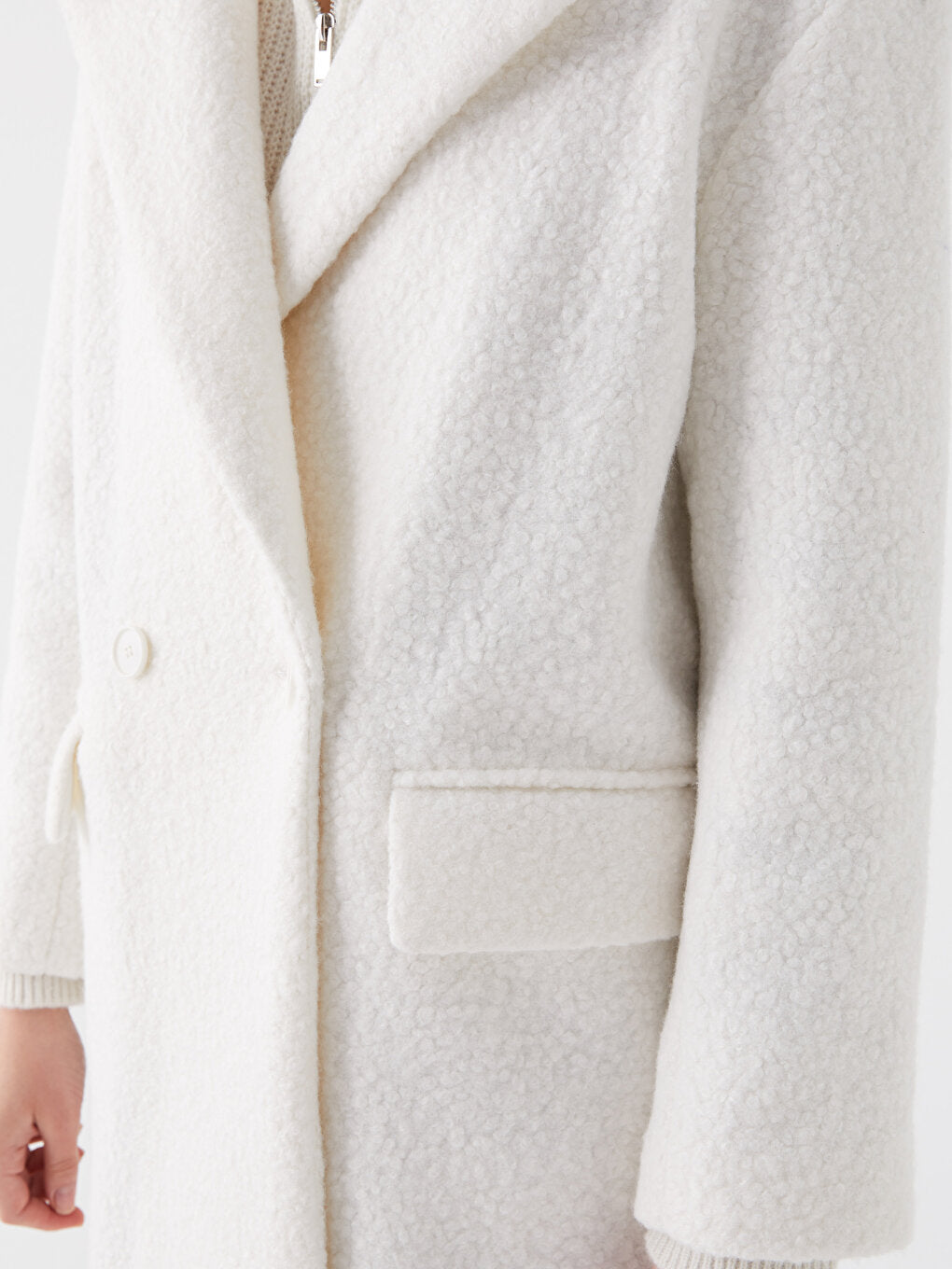 Women's Jacket Collar Plain Cashmere Coat