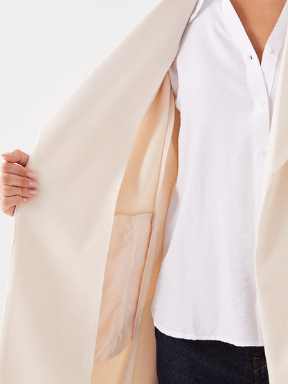 Shawl Collar Plain Long Sleeve Women's Cashmere Coat