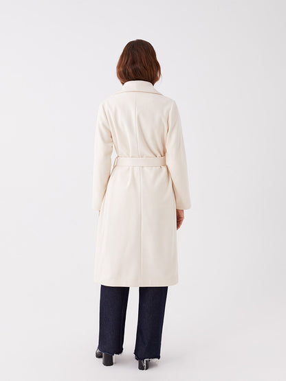 Shawl Collar Plain Long Sleeve Women's Cashmere Coat