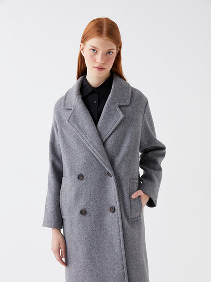 Women's Jacket Collar Plain Cashmere Coat