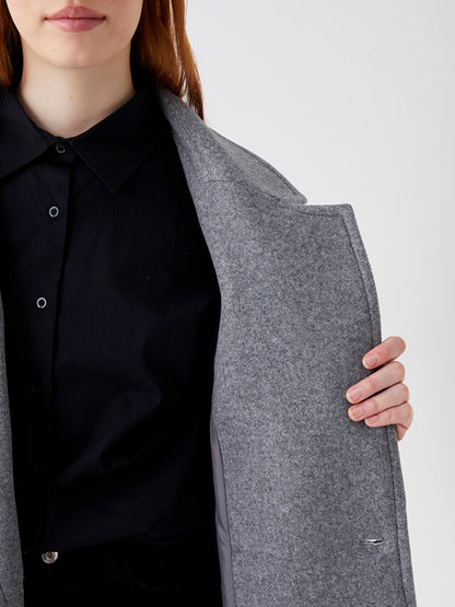 Women's Jacket Collar Plain Cashmere Coat