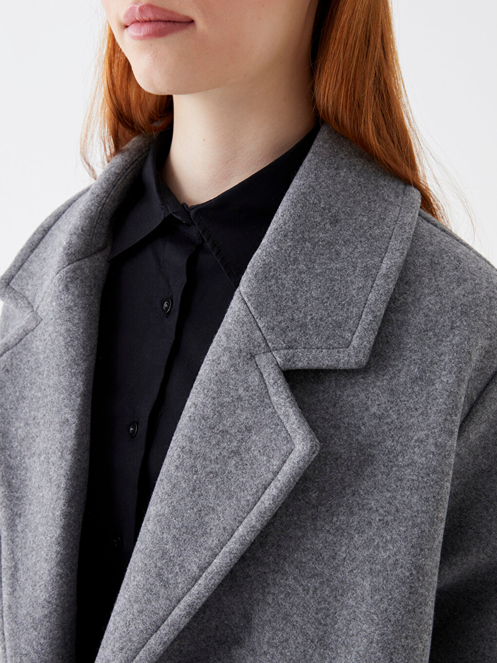 Women's Jacket Collar Plain Cashmere Coat