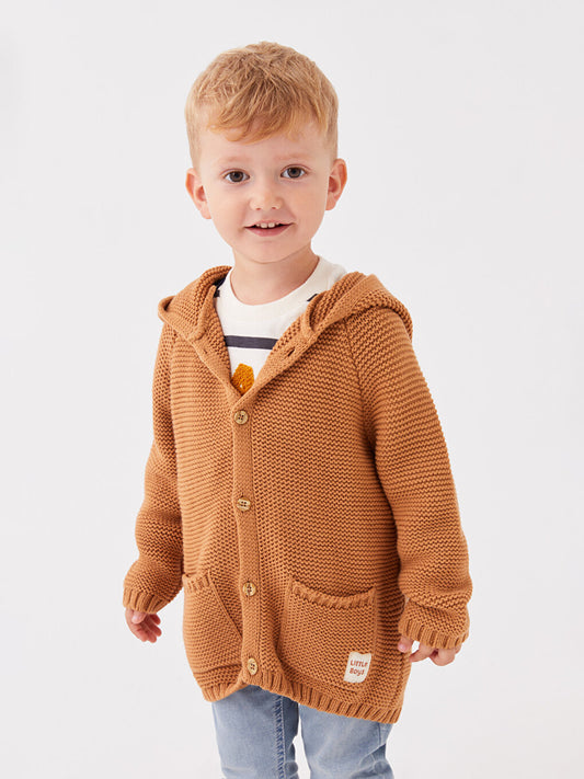 Hooded Long Sleeve Baby Boy Knitwear Cardigan