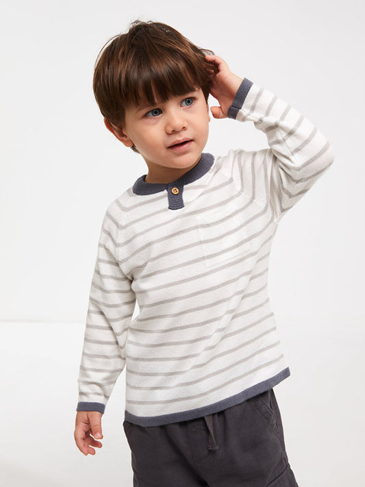 Crew Neck Striped Baby Boy Knitwear Sweater