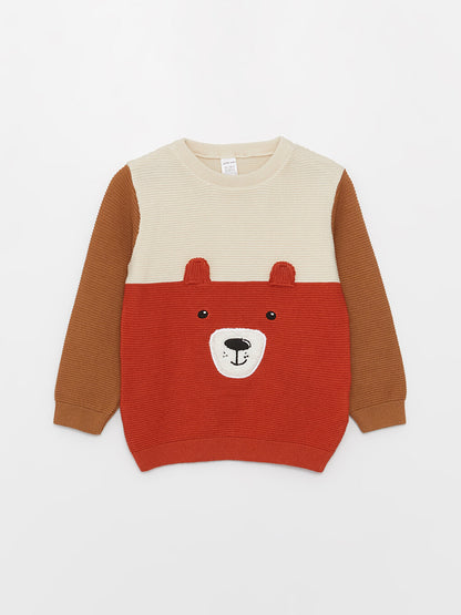 Crew Neck Long Sleeve Printed Baby Boy Knitwear Sweater