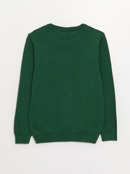 Crew Neck Basic Long Sleeve Boy's Knitwear Sweater