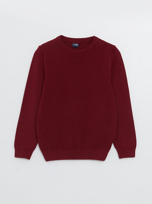 Crew Neck Basic Long Sleeve Boy's Knitwear Sweater