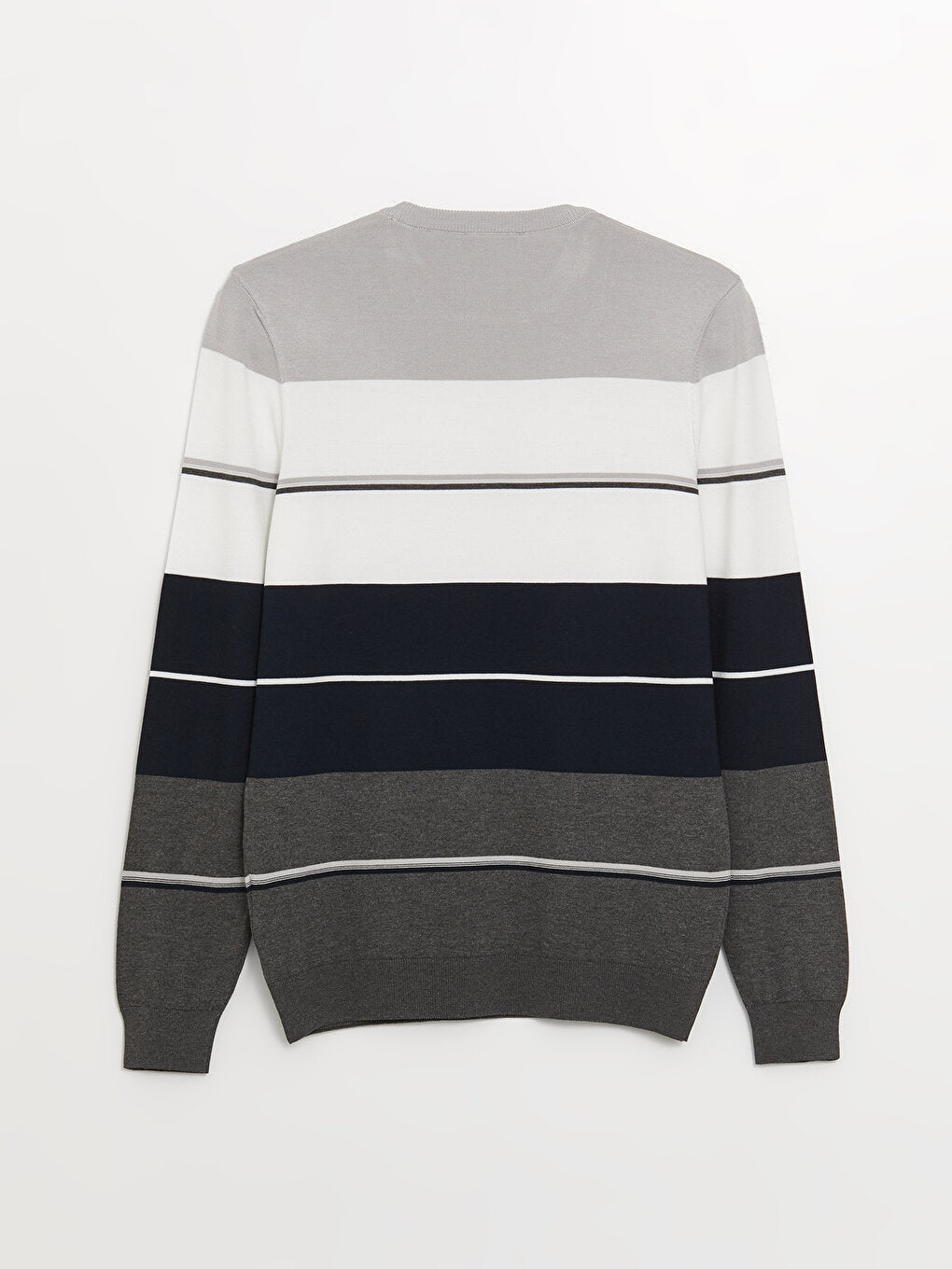 Crew Neck Long Sleeve Striped Men's Knitwear Sweater