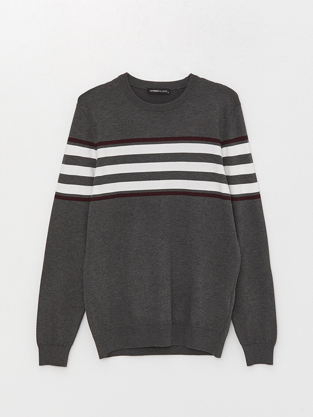 Crew Neck Long Sleeve Striped Men's Knitwear Sweater