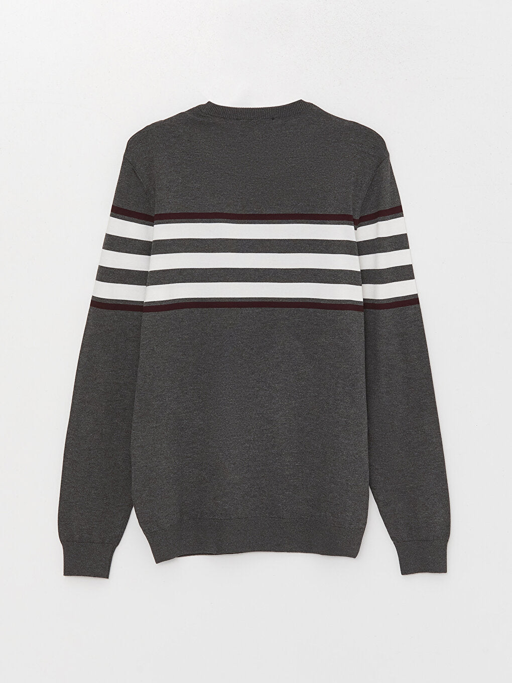 Crew Neck Long Sleeve Striped Men's Knitwear Sweater