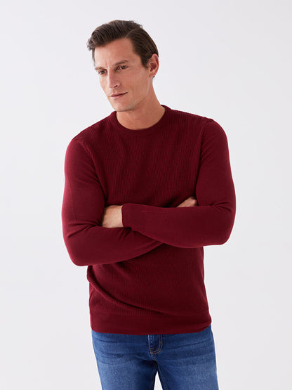 Crew Neck Long Sleeve Men's Knitwear Sweater