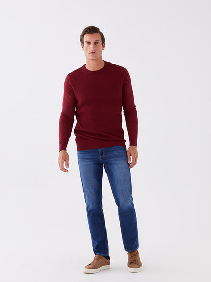 Crew Neck Long Sleeve Men's Knitwear Sweater