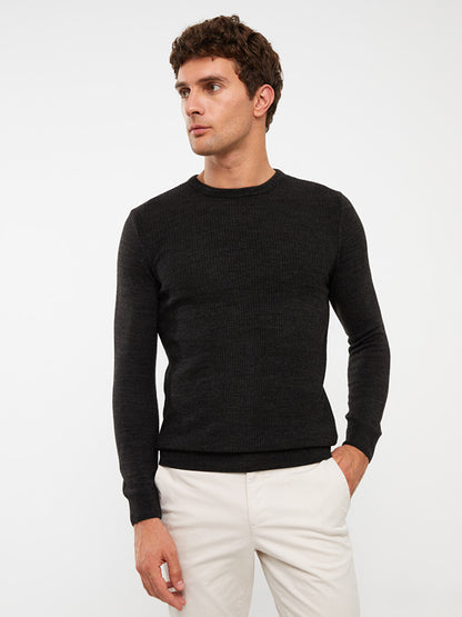 Crew Neck Long Sleeve Men's Knitwear Sweater