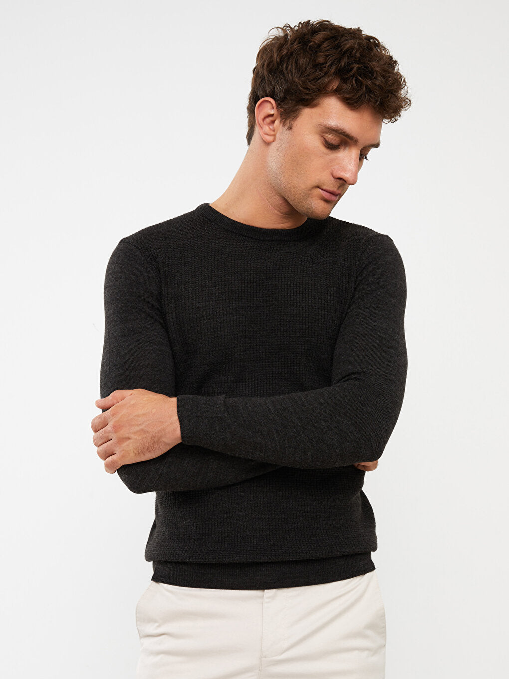 Crew Neck Long Sleeve Men's Knitwear Sweater