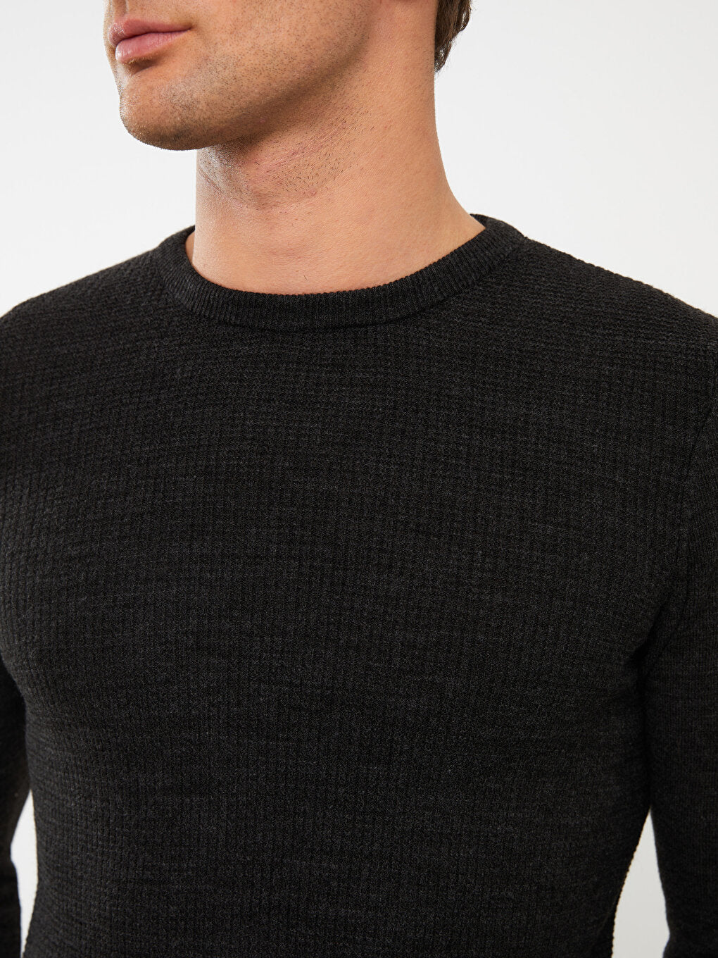 Crew Neck Long Sleeve Men's Knitwear Sweater