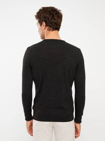 Crew Neck Long Sleeve Men's Knitwear Sweater