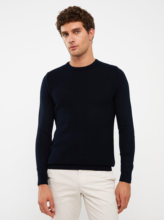 Crew Neck Long Sleeve Men's Knitwear Sweater