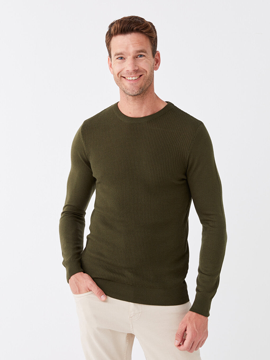 Crew Neck Long Sleeve Men's Knitwear Sweater