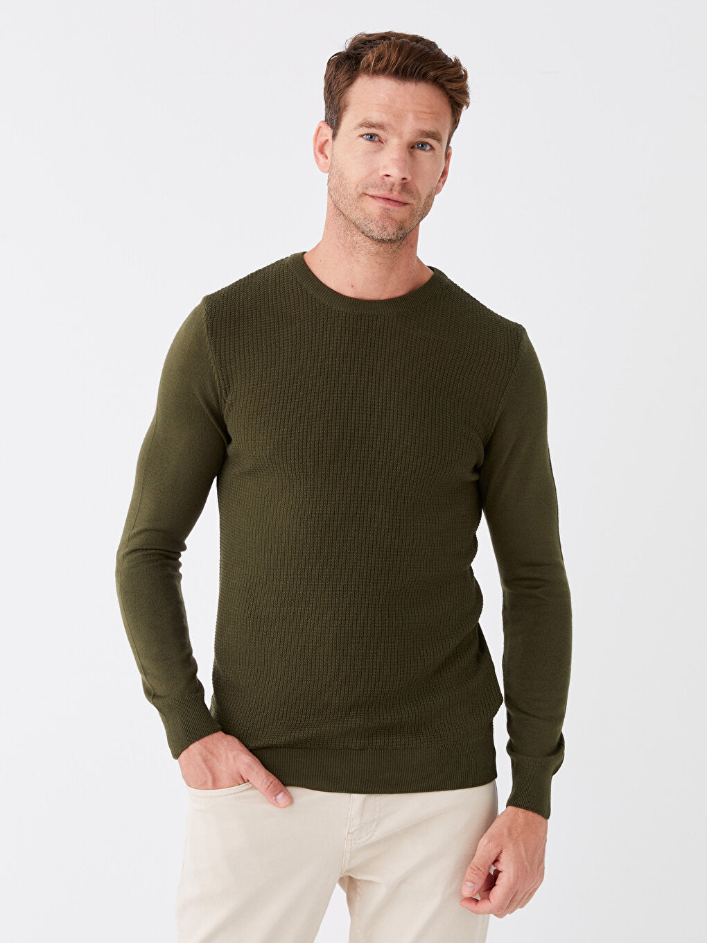 Crew Neck Long Sleeve Men's Knitwear Sweater