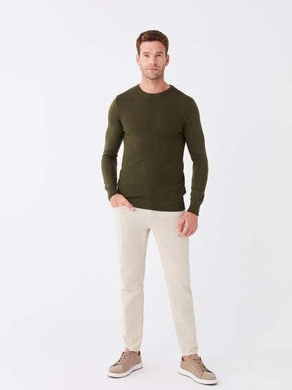 Crew Neck Long Sleeve Men's Knitwear Sweater